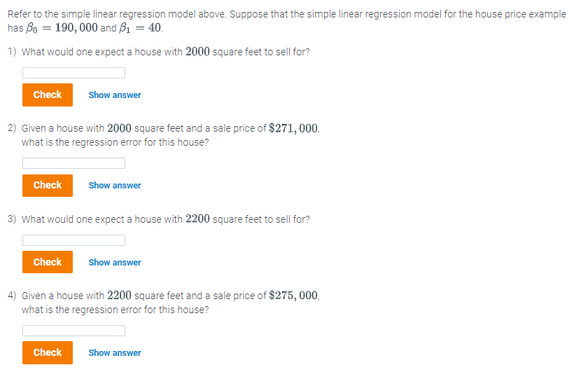 please answer and explain. Refer to the simple linear regression model above.