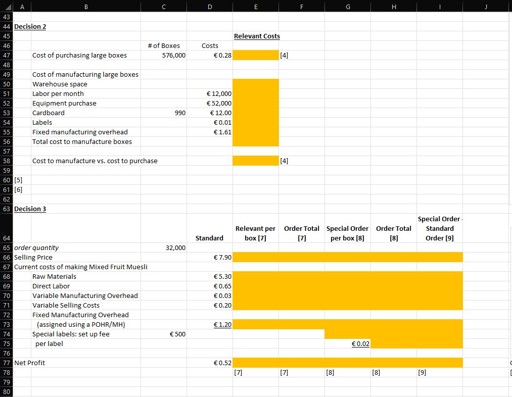 the "gold" cells below. 2 Product Lines Nut Blueberry Strawberry Raisin Original