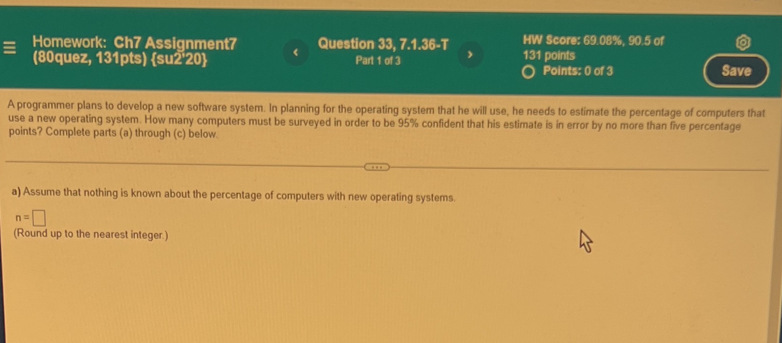 Please solve for N and P value, thank you ! E Homework: