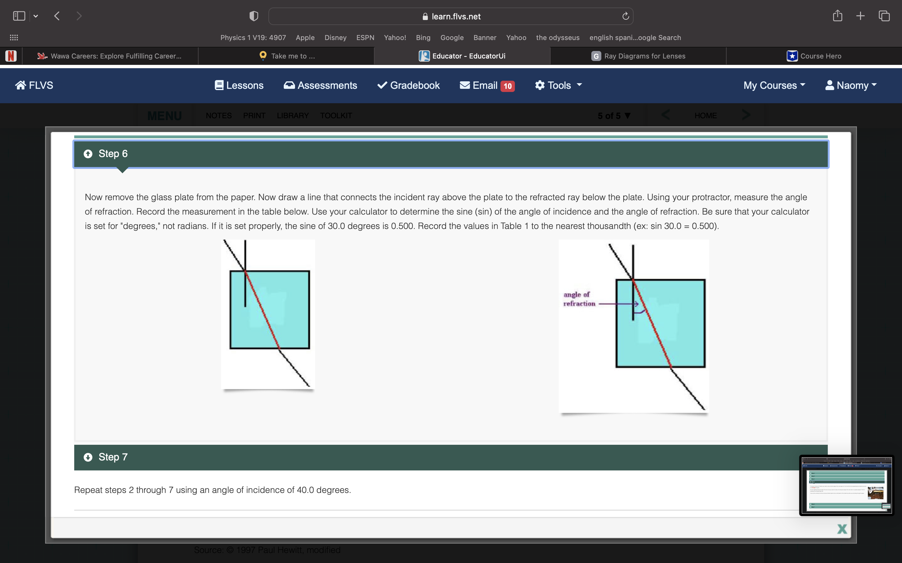 the normal is not drawn at the center of the plate. Draw
