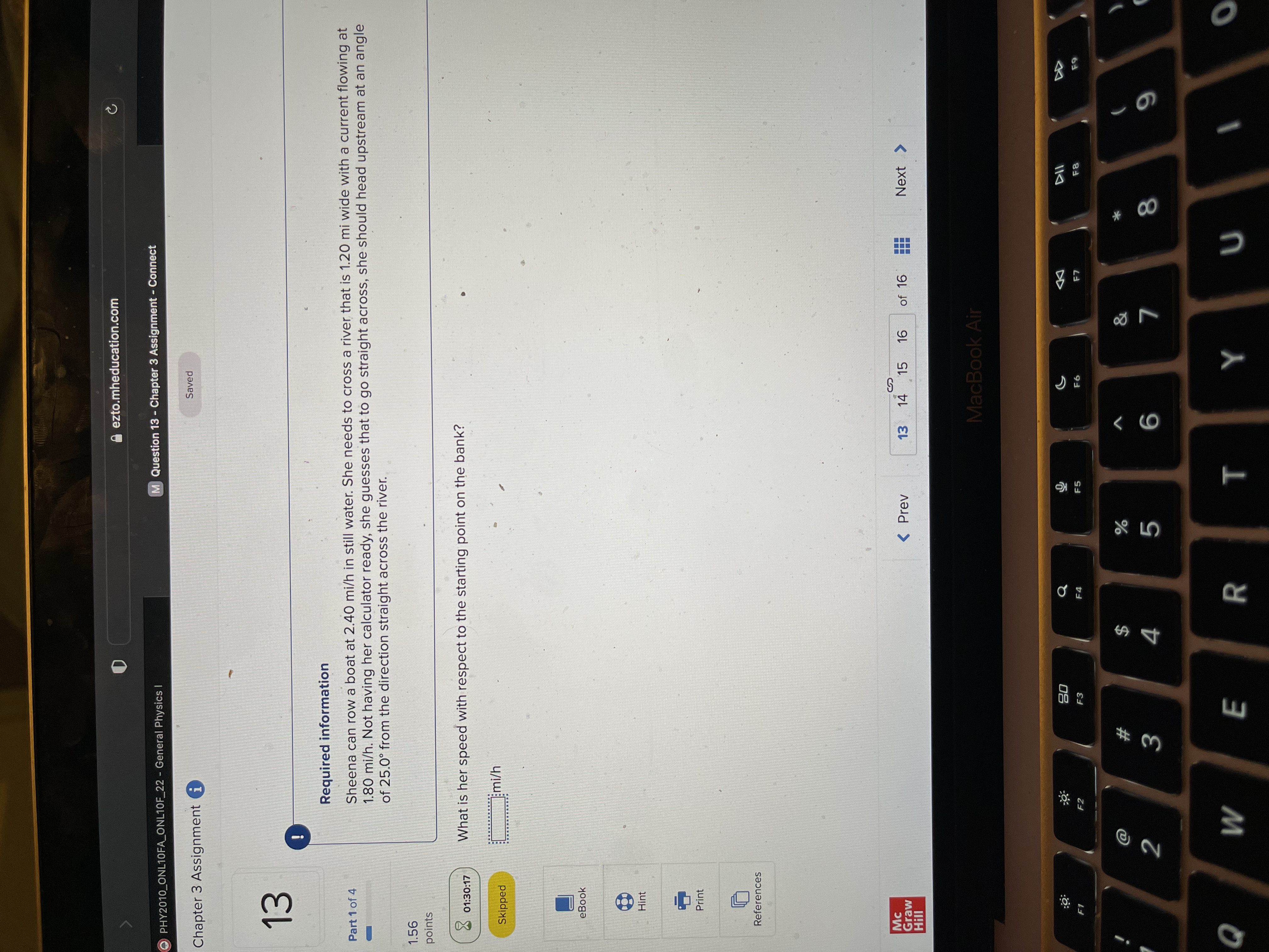 2 of 4 Sheena can row a boat at 2.40 mi/h in