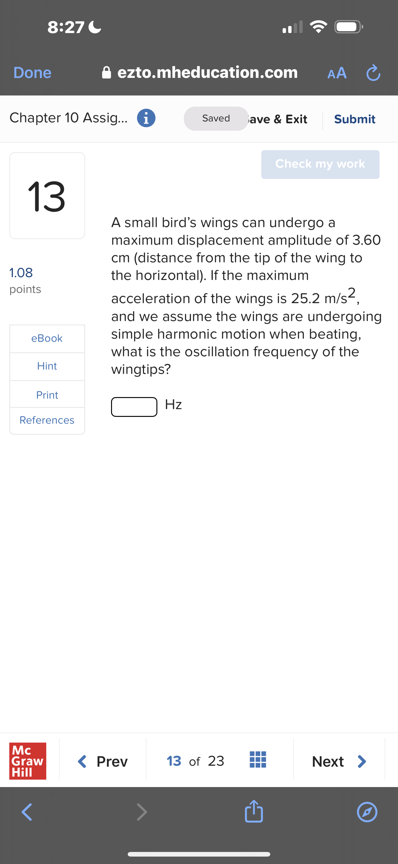  8:27L ezto.mheducation.com Chapter 10 Assig... a Saved iave & Exit Submit