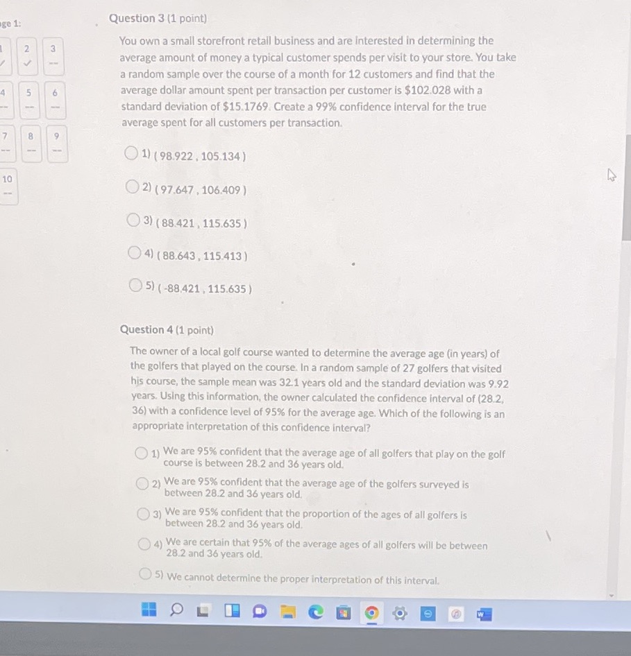 Question 3 (1 point) ge 19 You own a small storefront