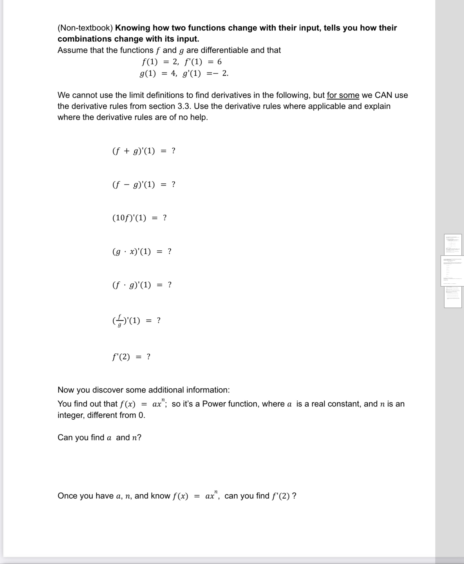  (Non-textbook) Knowing how two functions change with their input, tells you