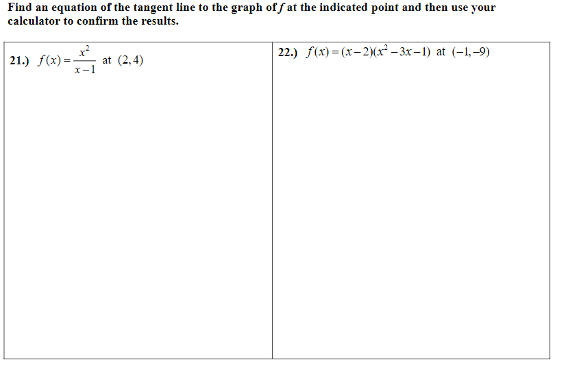 graph of the following function as a horizontal tangent. x2 41; 24.)