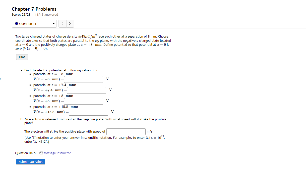  Chapter 7 Problems Score: 22/28 11/13 answered . Question 11 Two