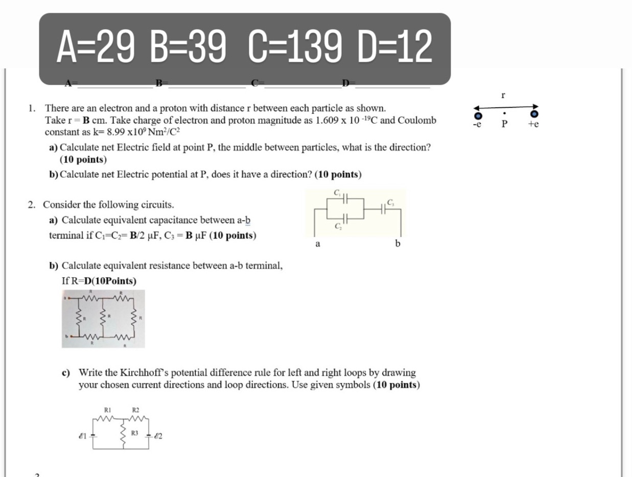 I only need question number 2 thank you !!! A=29 B=39 C=139