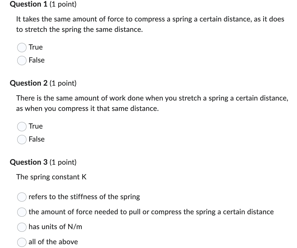 hello i just need the answer i don't need explanation Question 1