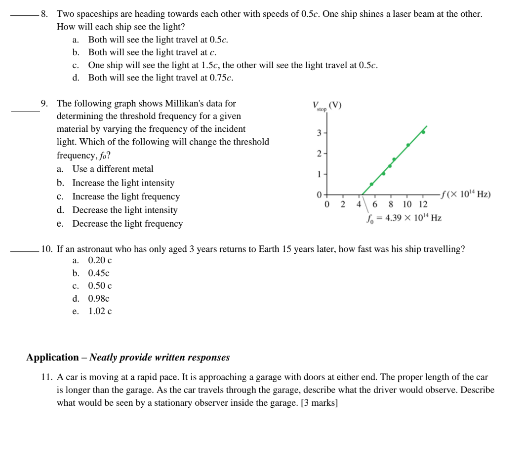 marks] 1. The rest energy, injoules, of an electron of mass 9.11