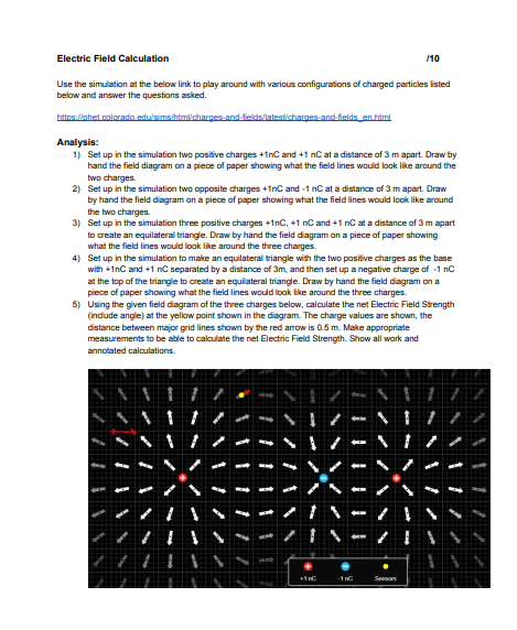 Electric Field Calculation Use the simulation at the below link to