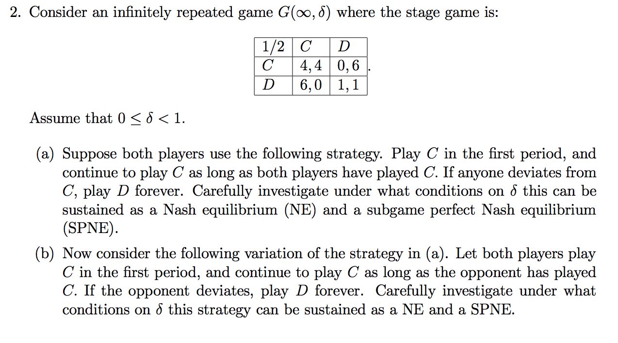 repeated game C(T, 5) where the stage game is: and where we