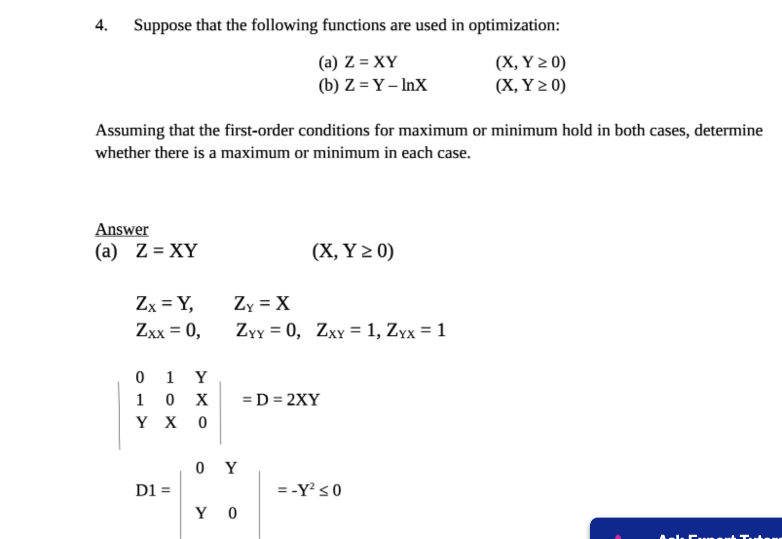 What does the matrix represent and why can't we use a 2x2