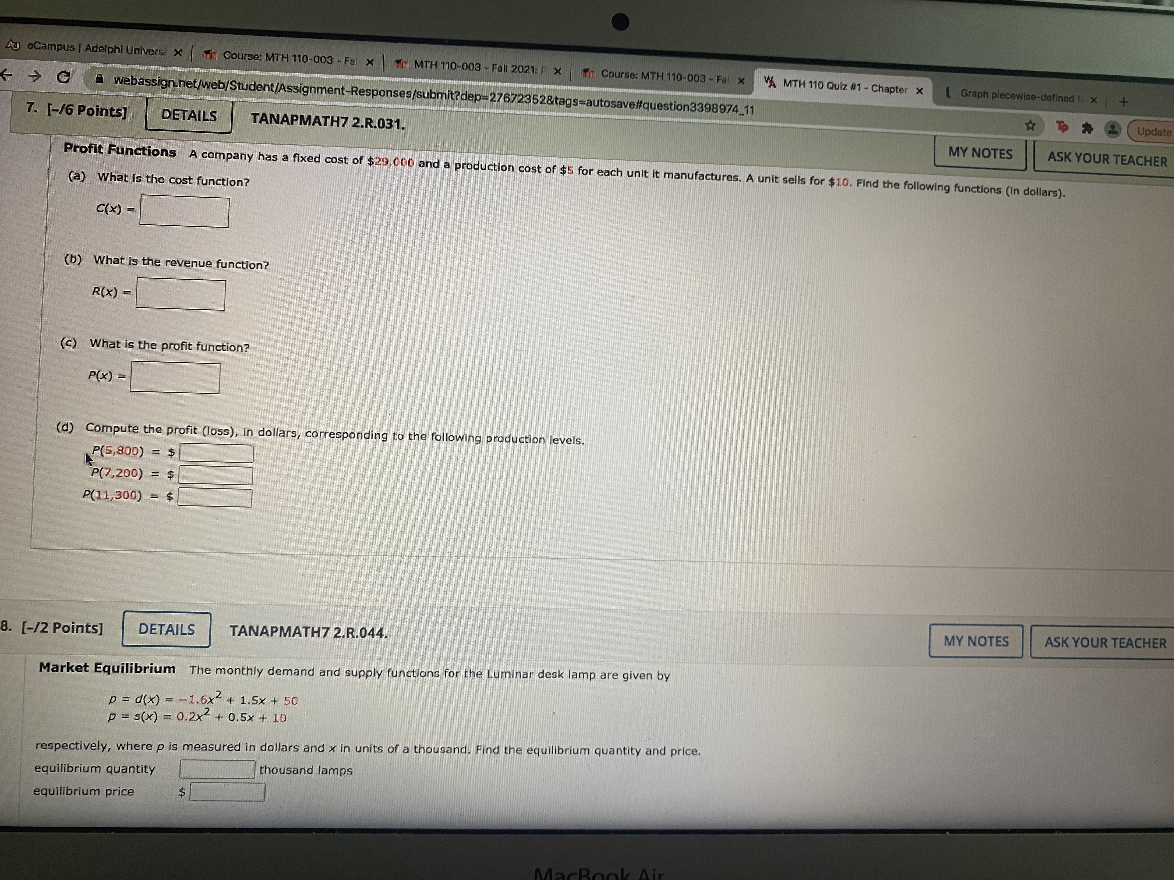 help please Au eCampus | Adelphi Univers x Course: MTH 110-003 -