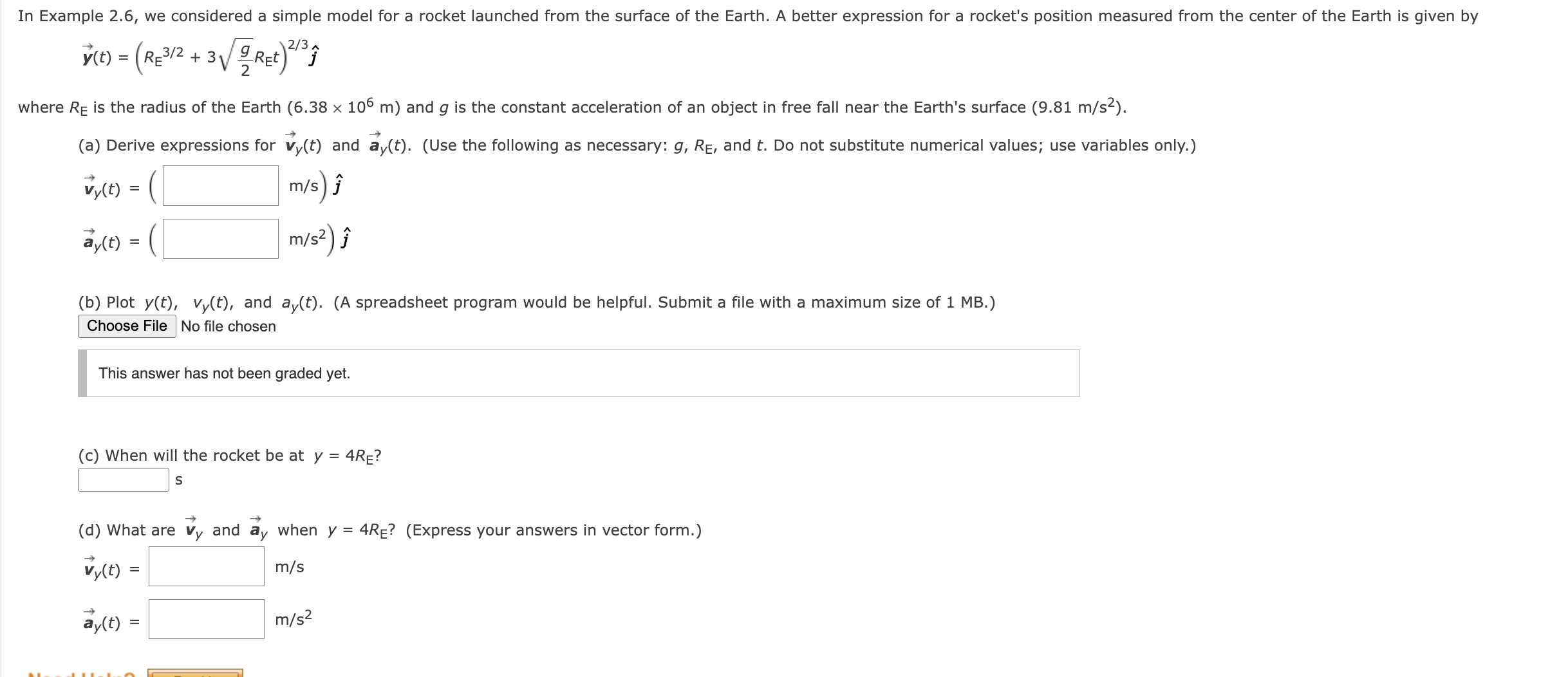 In Example 2.6, we considered a simple model for a rocket