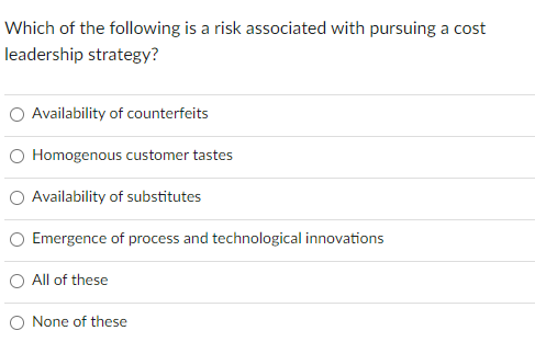 Higher customer willingness to pay than competitors O Higher williness to pay