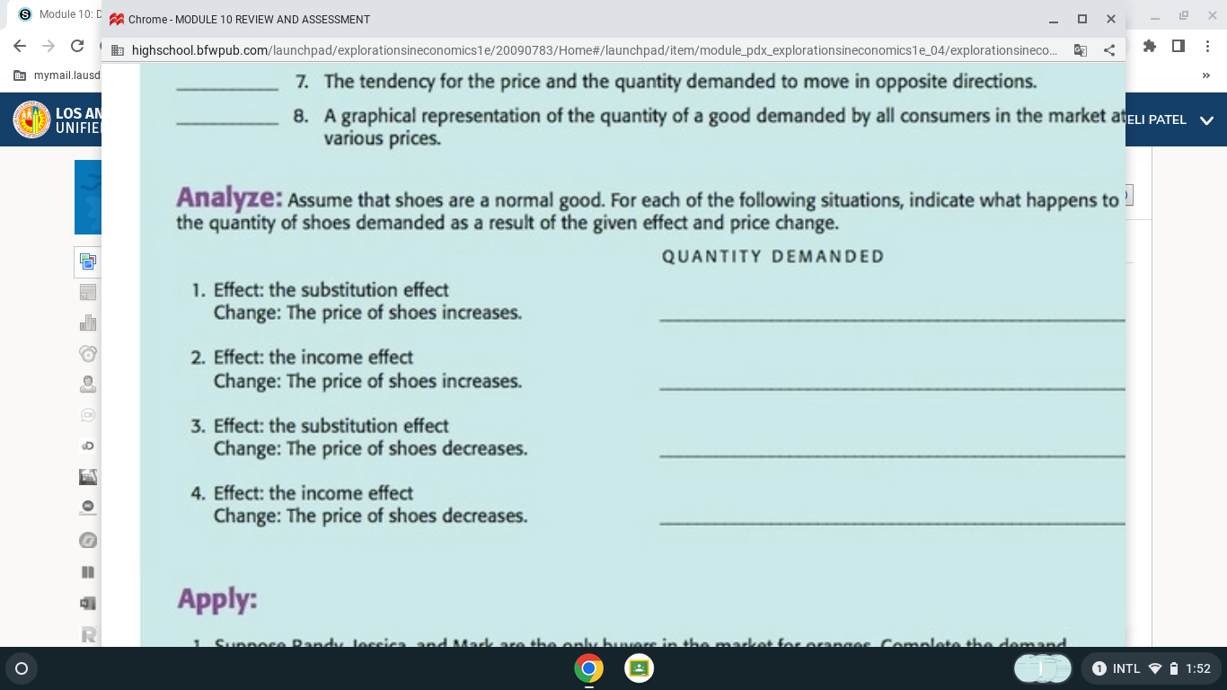 and that cannot be recovered. Analyze: List one opportunity cost for each