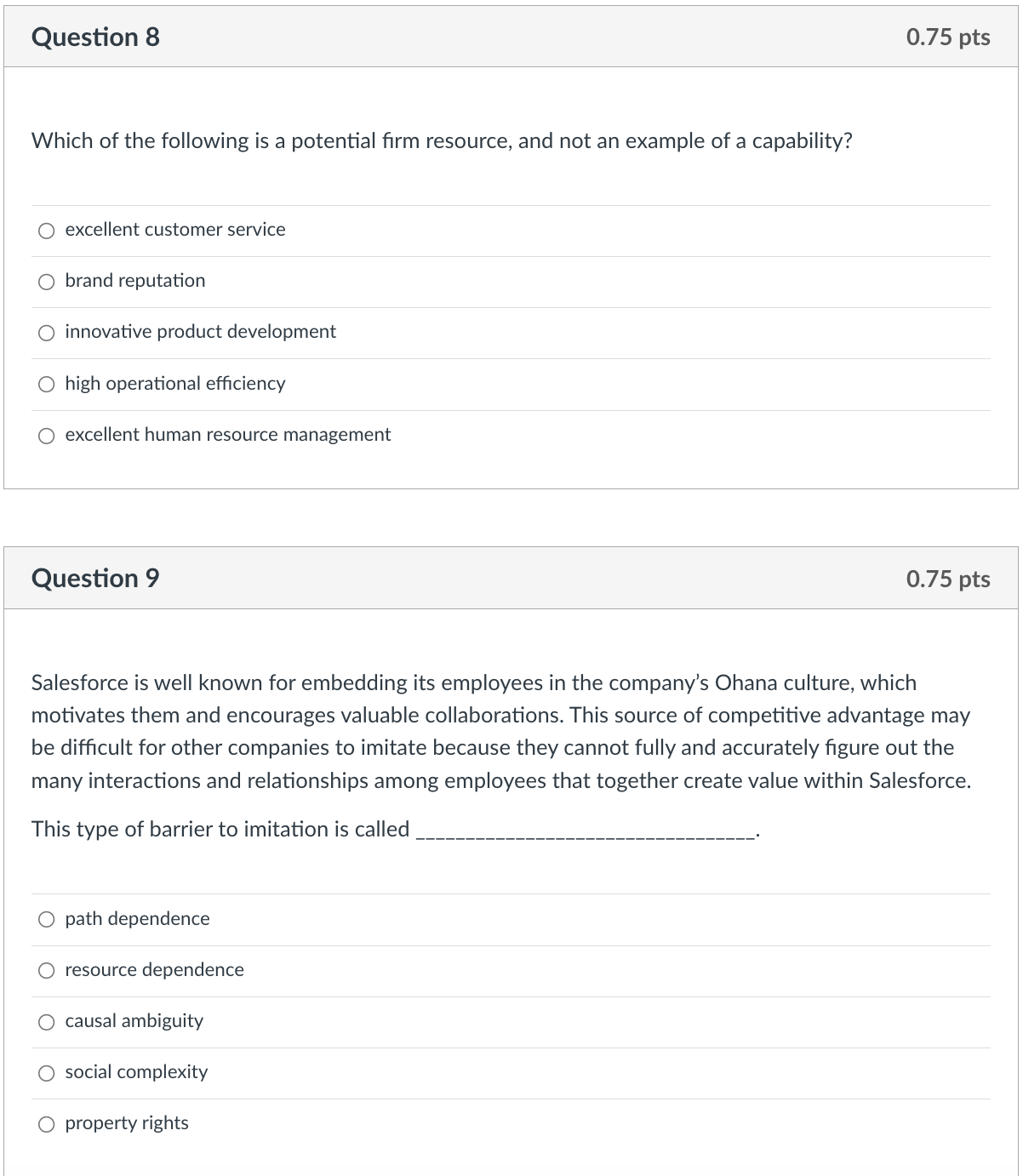 resources O horizontal scope Q value proposition 0 vertical scope O revenue