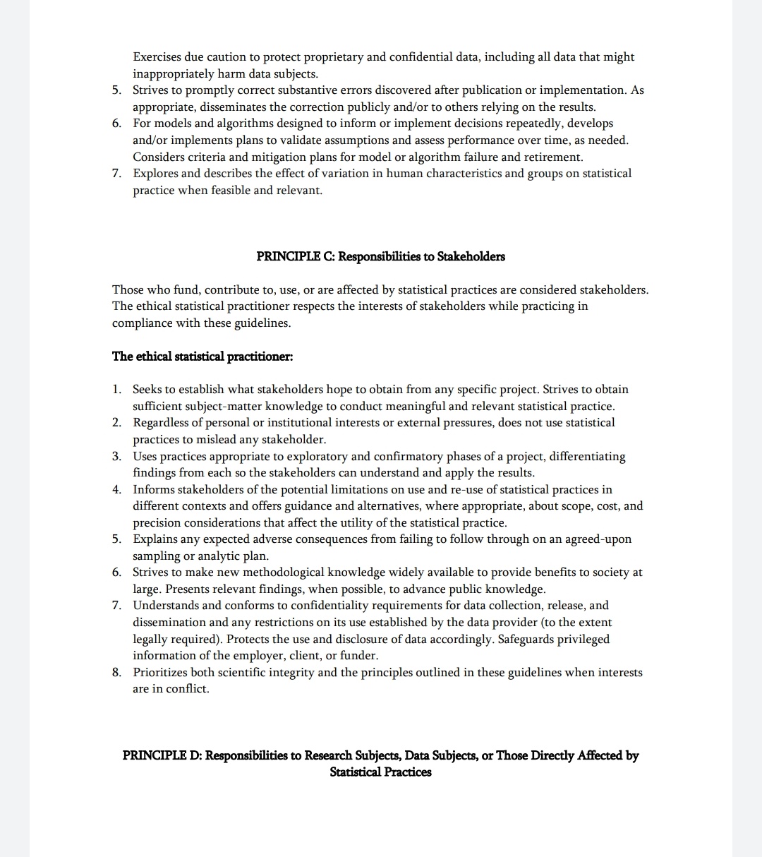 practices relating to statistics at your place of establishment (Tim Hortons) or