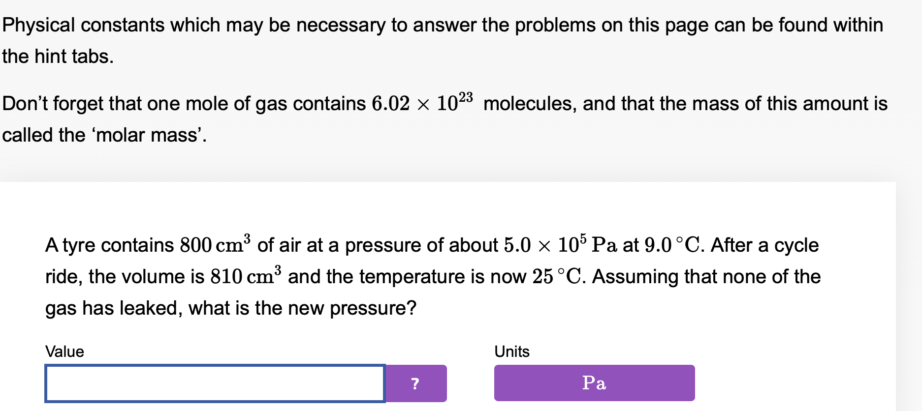 Answer these questions. Physical constants which may be necessary to answer the