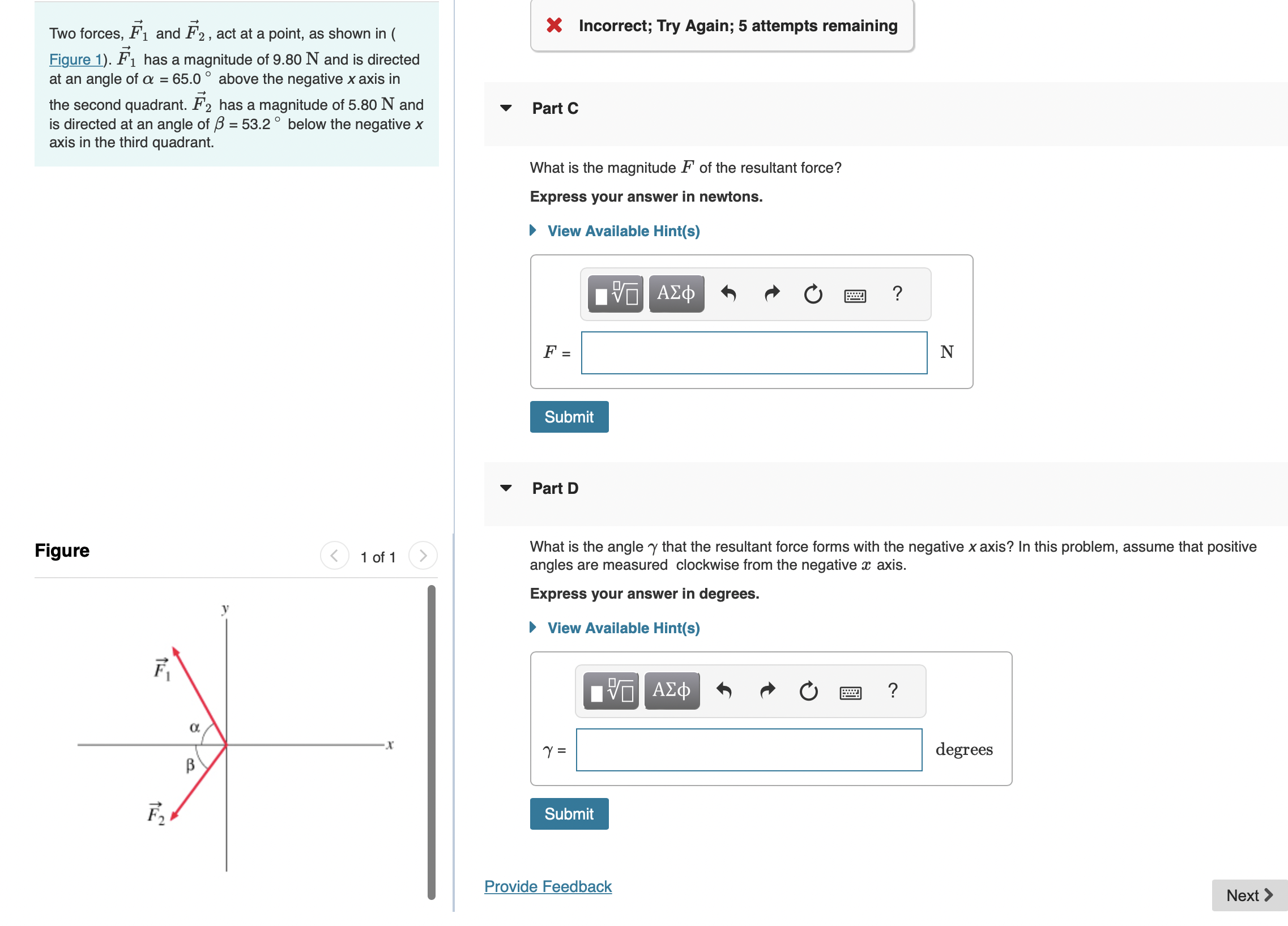 Forces Acting at a Point - HeVleW | constants V PartA What