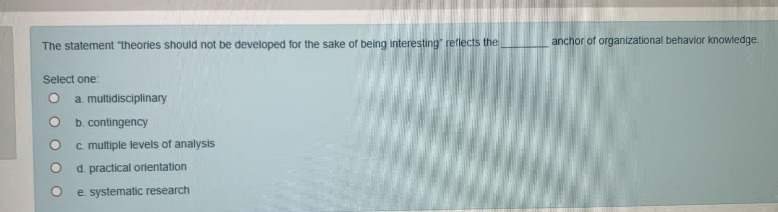 The statement "theories should not be developed for the sake of