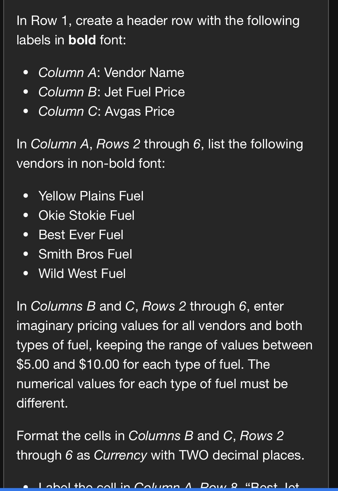 Need help creating the Nested IF formula In Row 1, create a