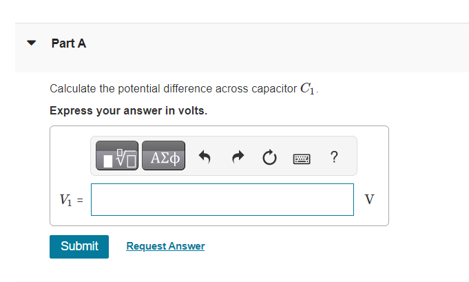 answer in volts. VO AEd h VI = V Submit Request AnswerPart