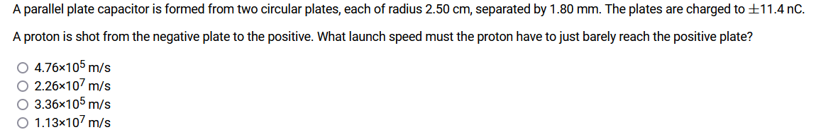  A parallel plate capacitor is formed from two circular plates, each