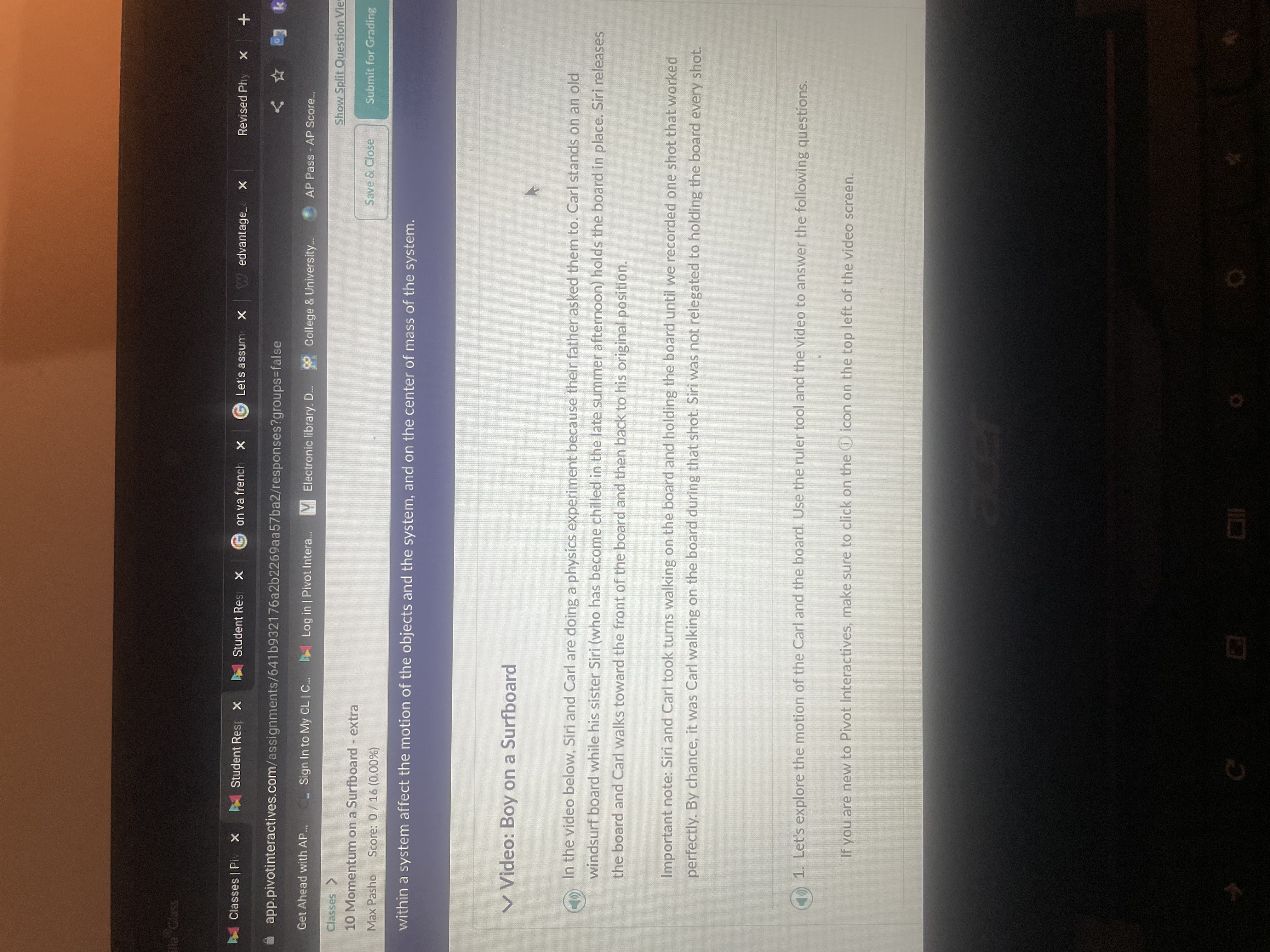  la Glass Classes | Pi X Student Resp > Student Res