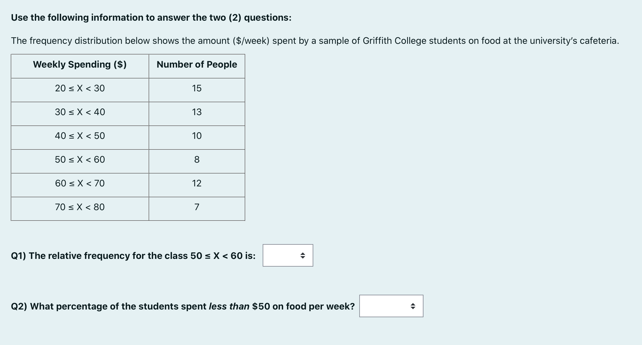 d. Histogram and ogive A summary measure that is computed from a
