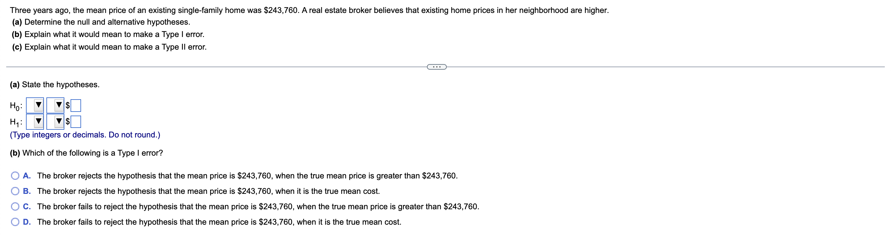 test is left-tailed, right-tailed, or two-tailed. What parameter is being tested? Ho: