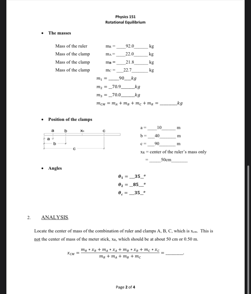 study an object in rotational equilibrium. Set up a meter stick with
