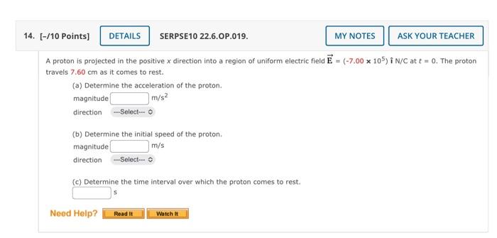  14. [-/10 Points] DETAILS SERPSE10 22.6.OP.019. MY NOTES ASK YOUR TEACHER