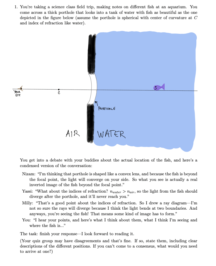 1. You're taking a science class eld trip, making notes on