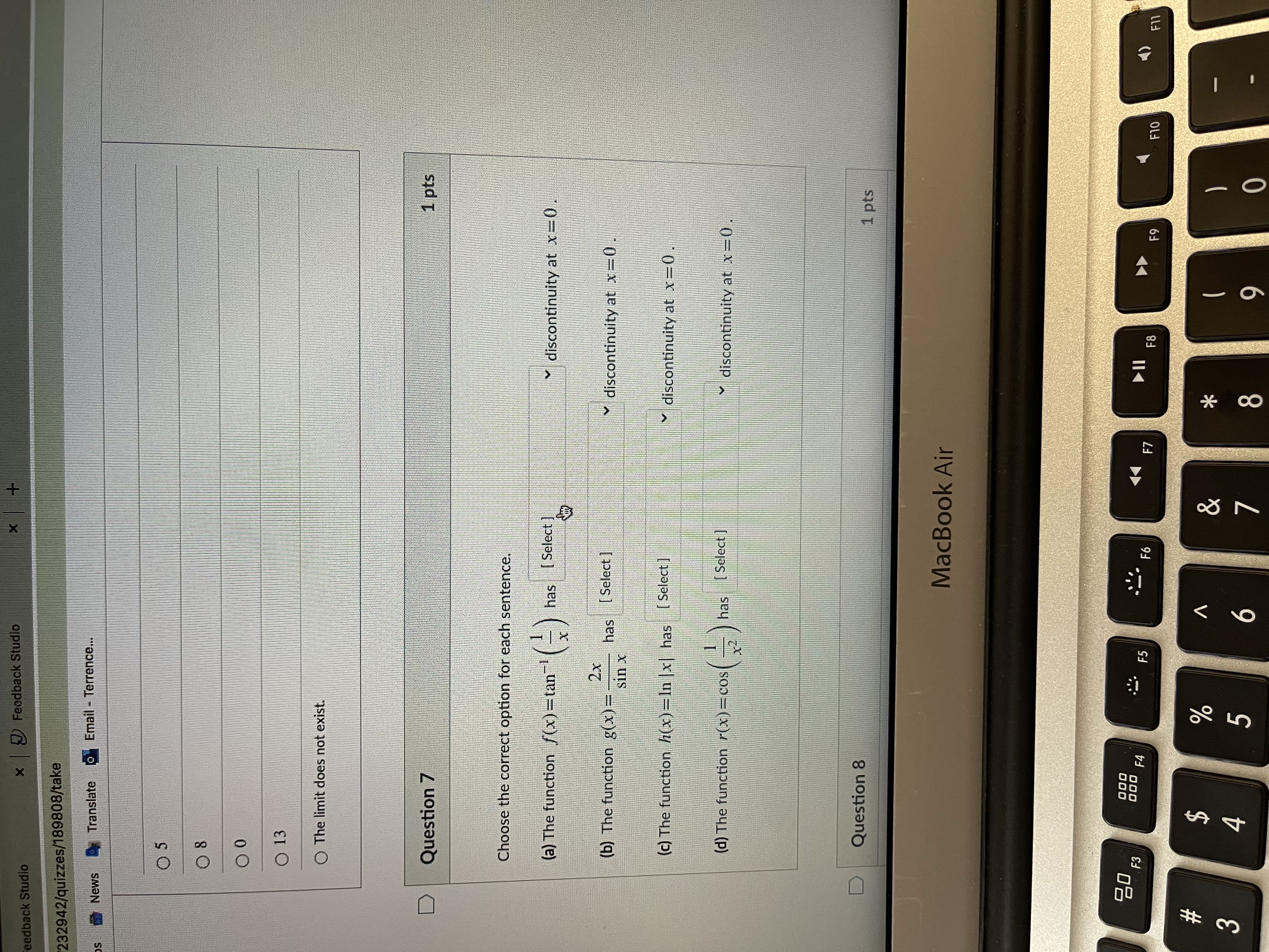2 O is 2- does not exist. Question? MacBook Air F3 000