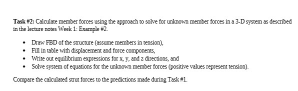 Task #2: Calculate member forces using the approach to solve for