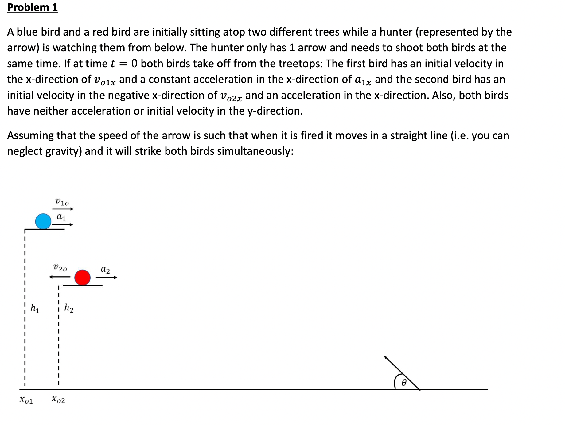  Problem 1 A blue bird and a red bird are initially