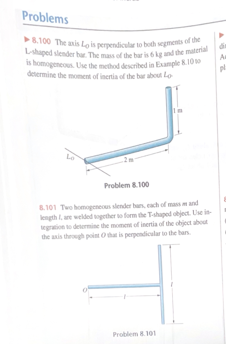 Problems 8.100 The axis Lo is perpendicular to both segments of