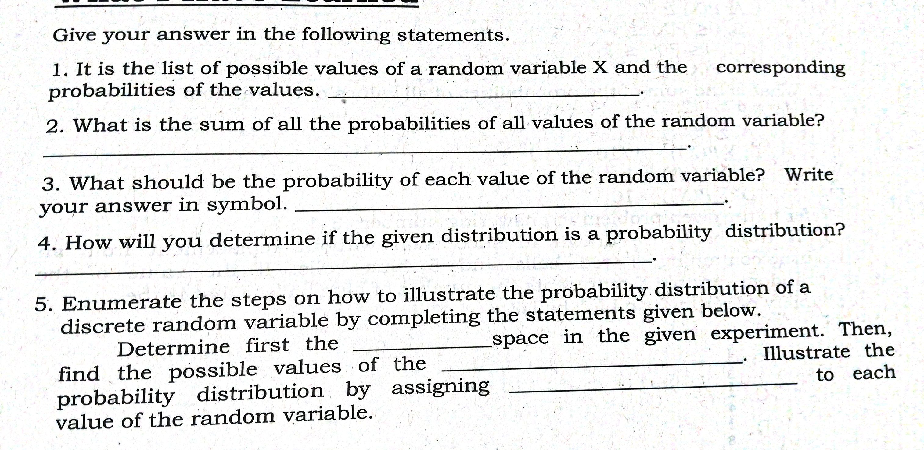 numbers that appear. Number of GirlsLet X be a random variable giving