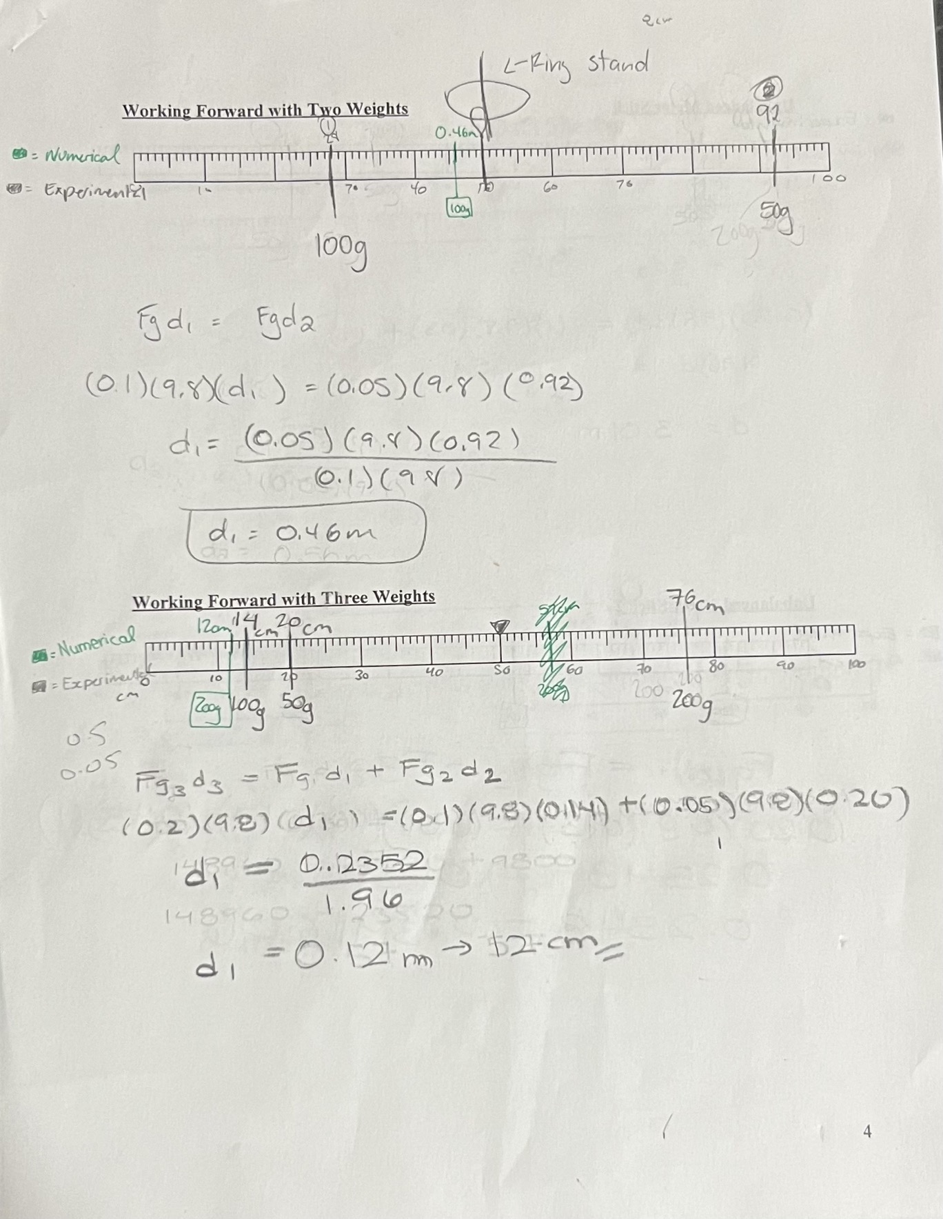 system balanced? In a different color, show where you needed to move