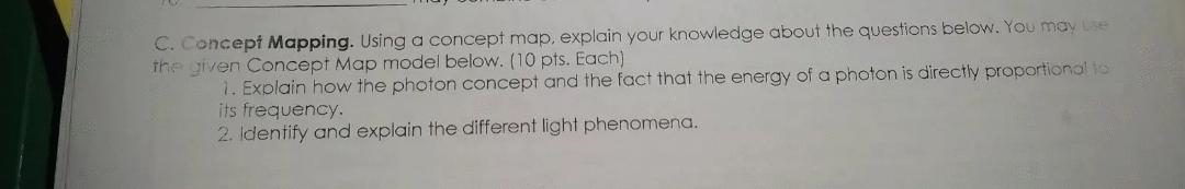  C. Concept Mapping. Using a concept map, explain your knowledge about