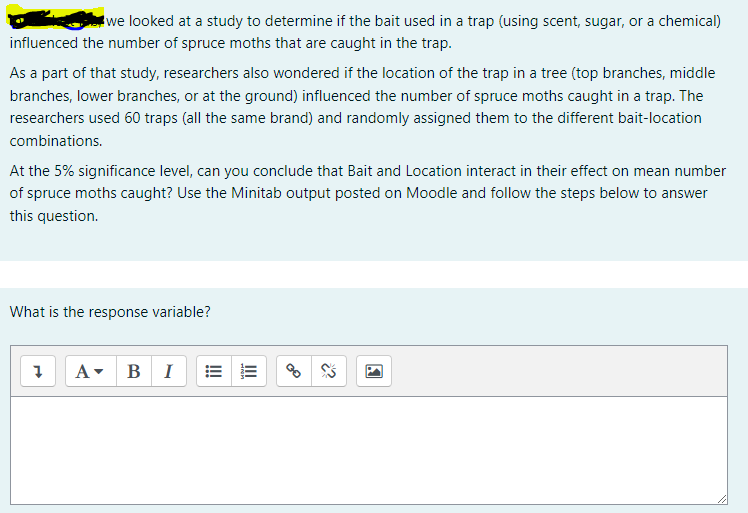 Moths Source DF MS F Bait 2 1130 56.52 0.89 0.416 Location