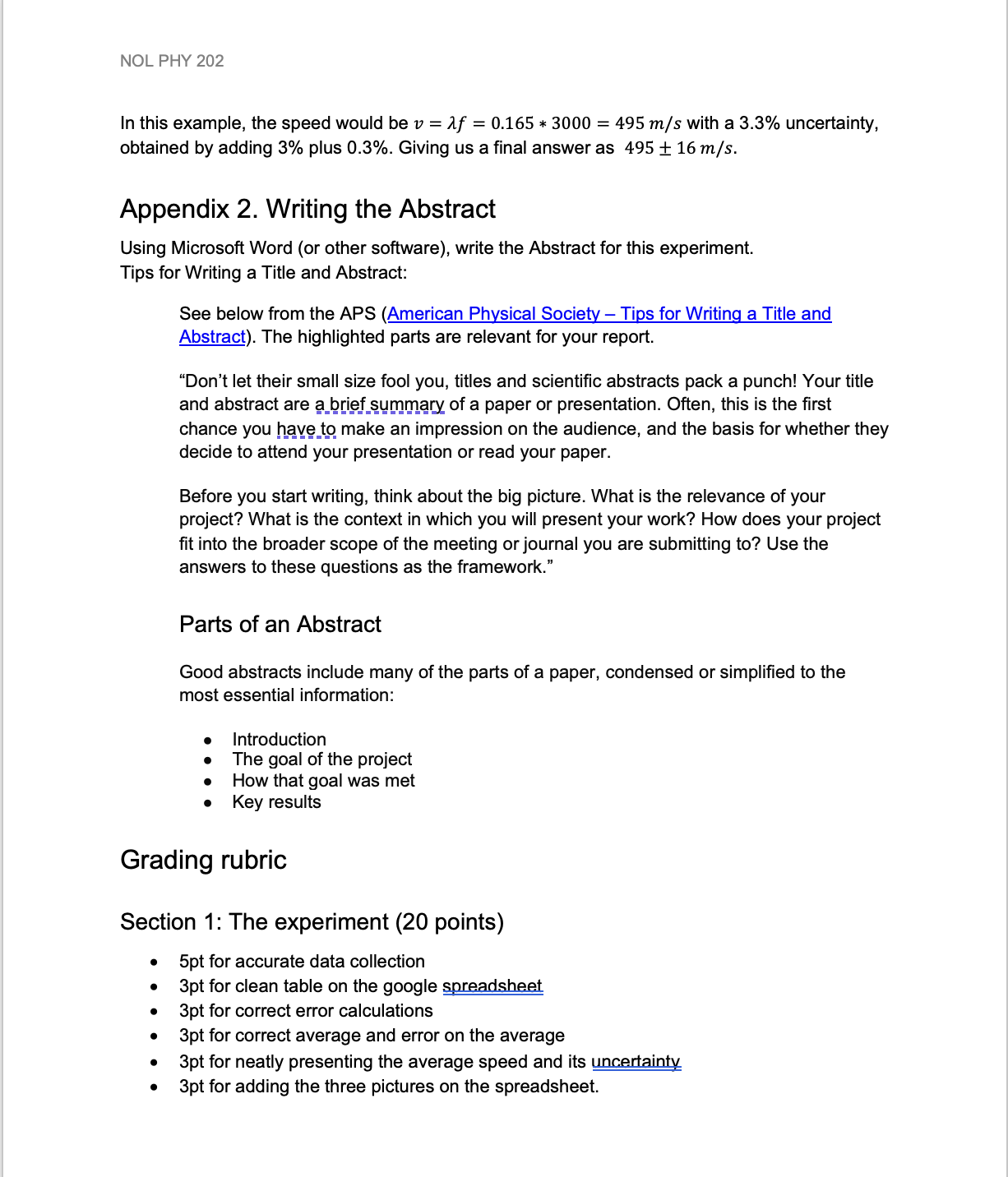 Measuring the Speed of Sound (40 total points) Name Before starting, please