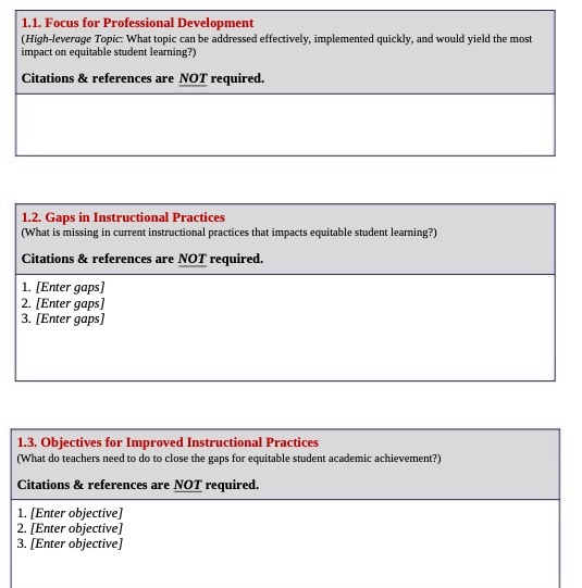  1.1. Focus for Professional Development ( High-leverage Topic. What topic can