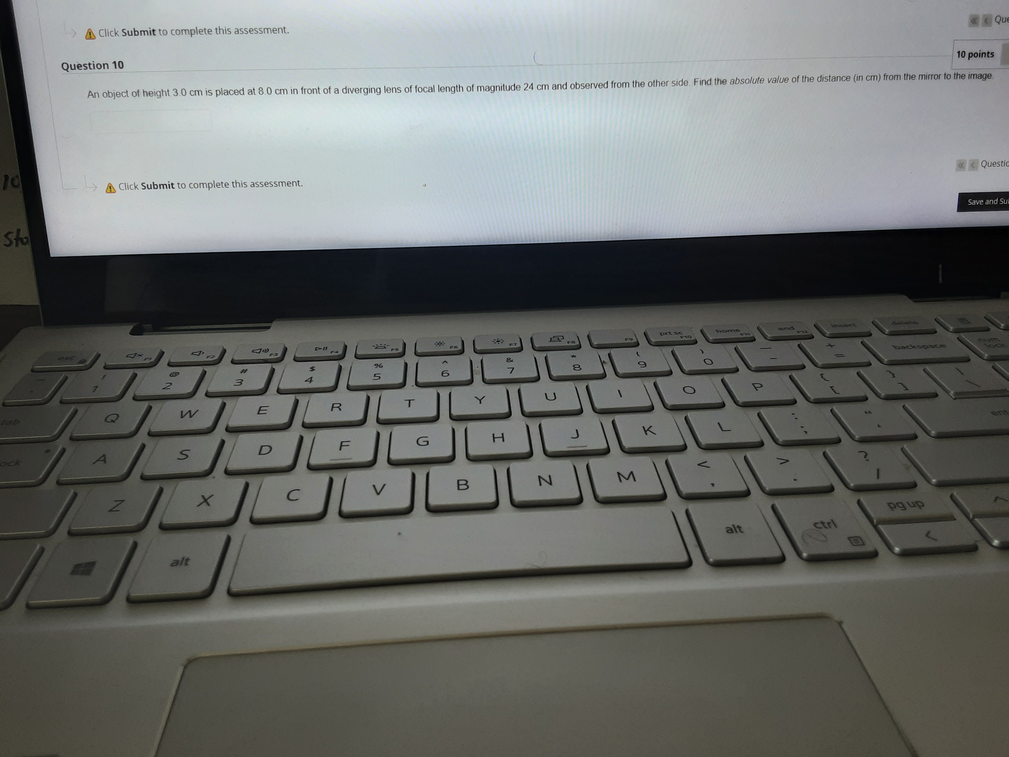 response. Question 9 A concave spherical mirror with a radius of curvature