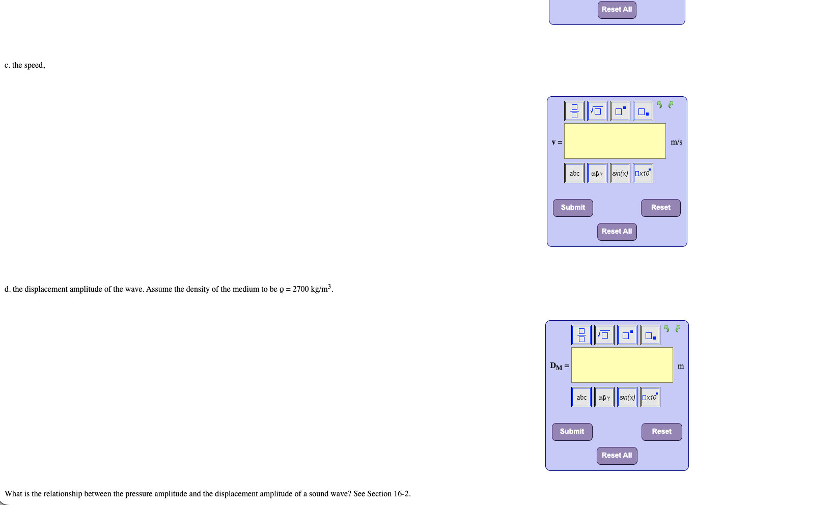 is given by AP = 0.0022 sin(1.12 x - 5210 t), where