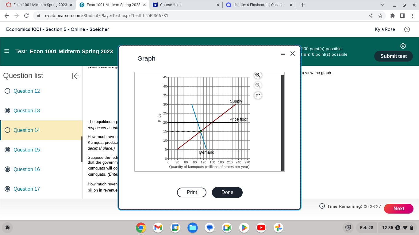 Online - Speicher Kyla Rose E Test: Econ 1001 Midterm Spring 2023