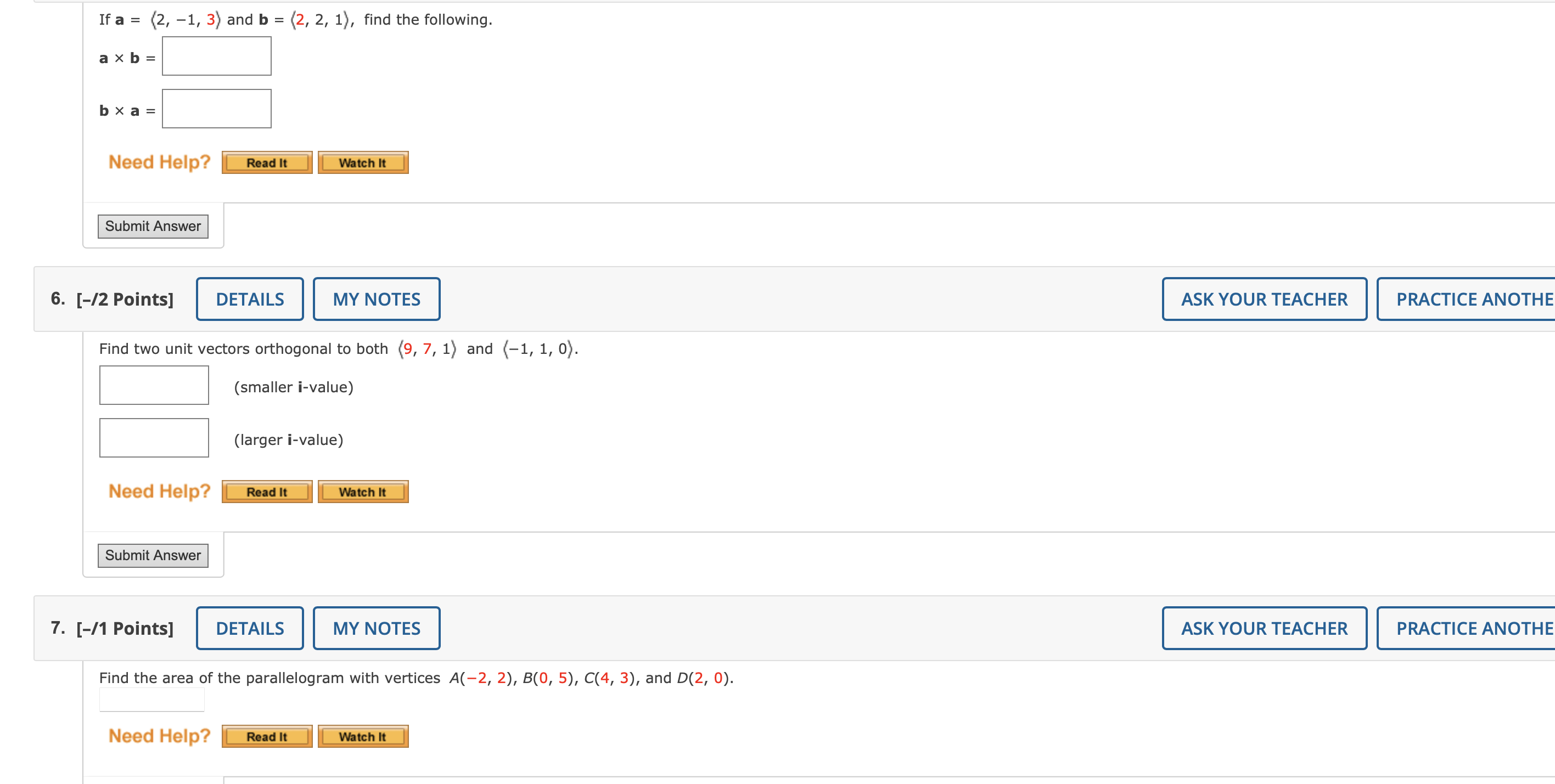 If a = (2, -1, 3) and b = (2, 2,