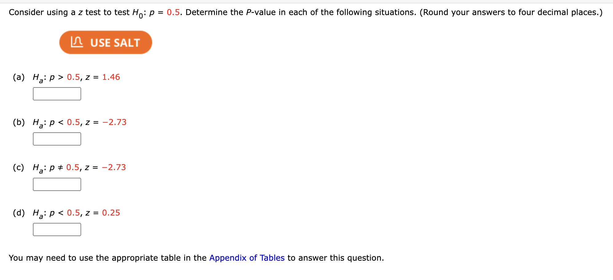  Consider using a 2 test to test H0: p = 0.5.