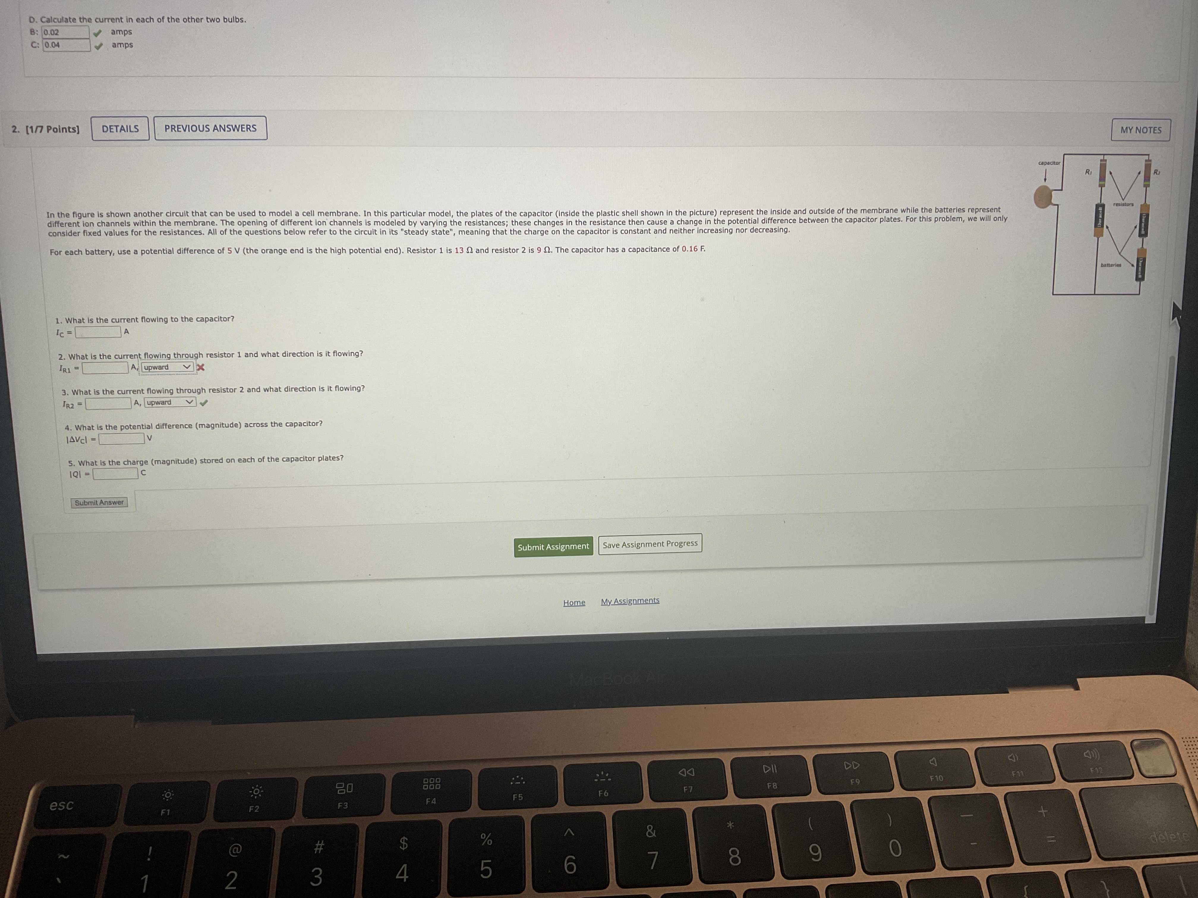 The number of submissions remaining for each question part only changes if